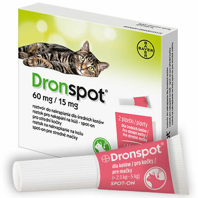Dronspot 60mg/15mg Střední kočky spot-on 2x 0.7ml porovnat ceny