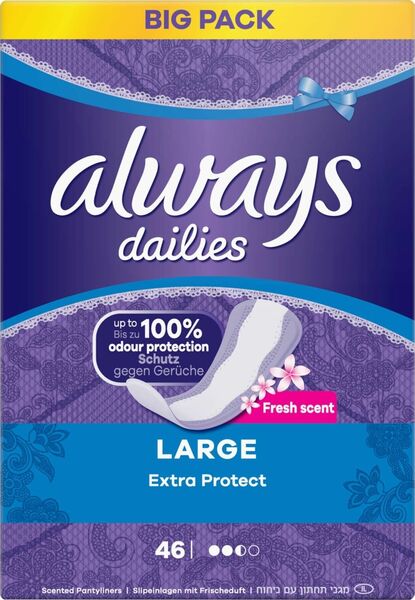 Always Dailies Large Fresh Extra Protect Intimky 46ks porovnat ceny
