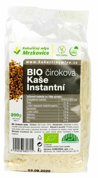 Kukuřičný mlýn Mrzkovice Čiroková kaše instantní BIO (natural) 200g porovnat ceny