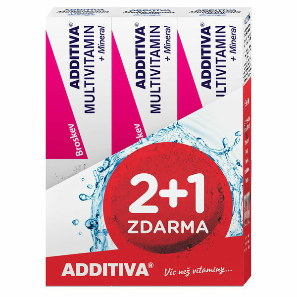 ADDITIVA sada multivitamin 2+1 broskev šumivé tablety 3 x 20ks porovnat ceny