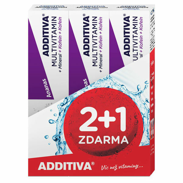 ADDITIVA sada multivitamin 2+1 ananas šumivé tablety 3 x 20ks porovnat ceny