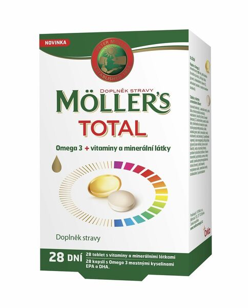 Mollers Total Omega 3 28 kapslí + vitaminy a minerály 28 tablet porovnat ceny