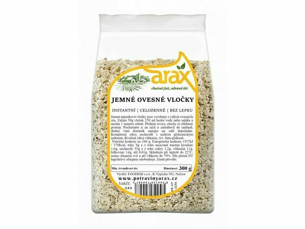 Arax Ovesné vločky bezlepkové jemné, celozrnné instantní 300g porovnat ceny
