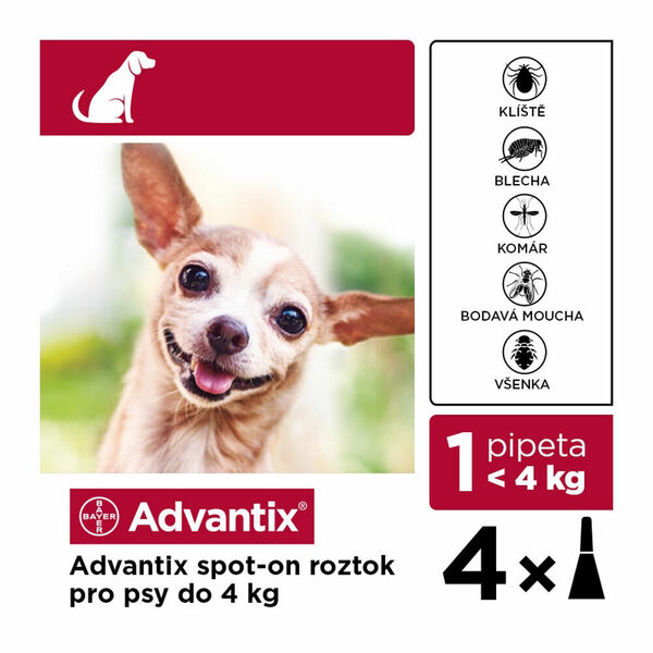 ADVANTIX Spot-on pro psy do 4 kg 4x0,4 ml porovnat ceny
