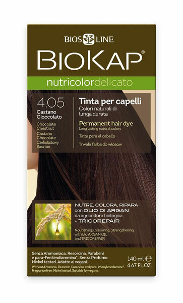 BIOKAP Nutricolor Delicato 4.05 Kaštanovo čokoládová barva na vlasy 140 ml porovnat ceny