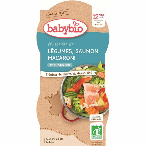 BABYBIO Jarní zelenina s lososem a makarony 2x200 g porovnat ceny