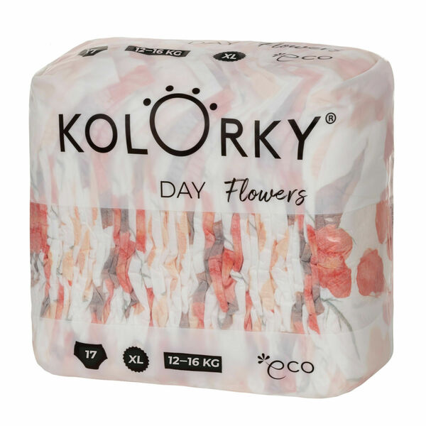 Kolorky DAY - květy - XL (12-16 kg) jednorázové eko plenky 17ks porovnat ceny