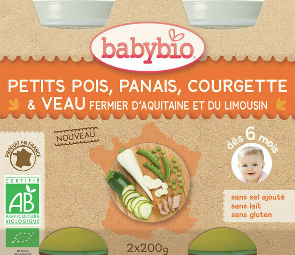 BABYBIO hrášek pastinák cuketa telecí maso 2x200g porovnat ceny