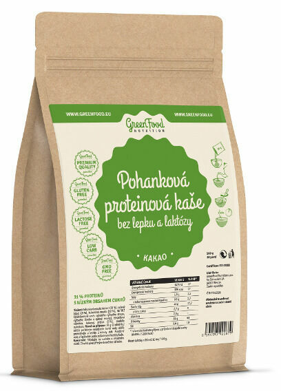 GreenFood Nutrition Pohanková proteinová kaše bez lepku a laktózy kakaová 500g porovnat ceny