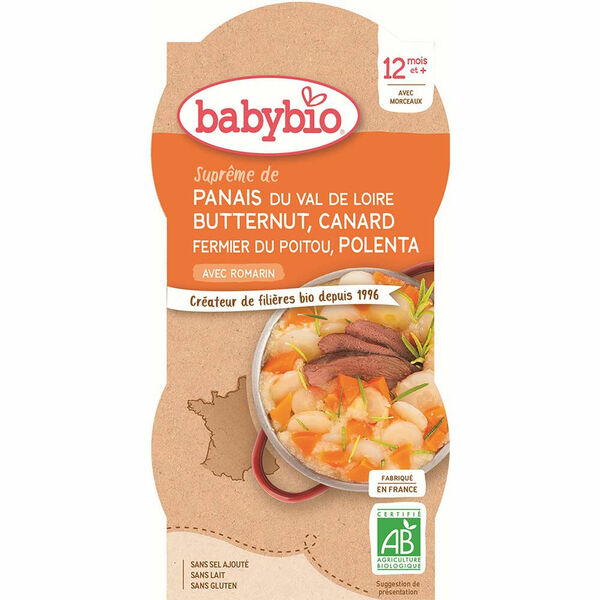 BABYBIO Pastinák s máslovou dýní, kachnou a polentou 2x200 g porovnat ceny