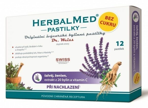 HerbalMed Dr.Weiss BEZ CUKRU Šalvěj-ženšen 12 pastilek porovnat ceny
