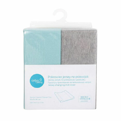 CEBA Potah na přebalovací podložku 50 x 70-80cm Light Grey Melange+Turquoise 2ks porovnat ceny