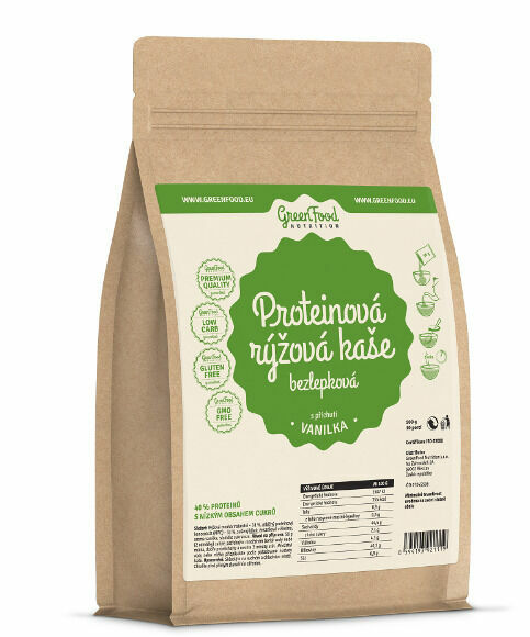 GreenFood Nutrition Proteinová rýžová kaše bezlepková vanilka 500g porovnat ceny
