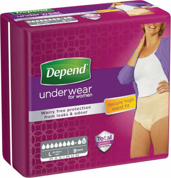 Inkontinenční kalhotky DEPEND Maximum L pro ženy 9ks porovnat ceny