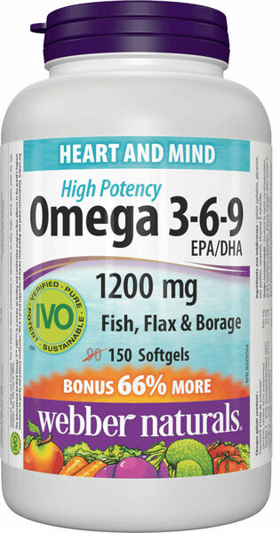Webber Naturals Omega3-6-9 High Potency 1200mg 150 tobolek porovnat ceny
