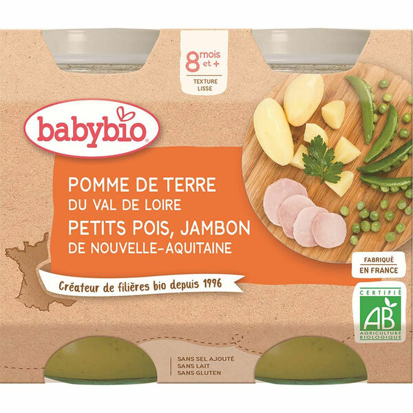 BABYBIO Denní menu Brambory a hrášek se šunkou 2x200 g porovnat ceny