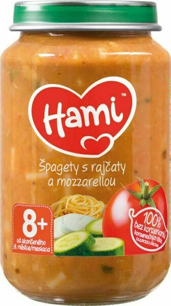 Hami příkrm Špagety s rajčaty a mozzarellou od uk. 8. měsíce 200g porovnat ceny