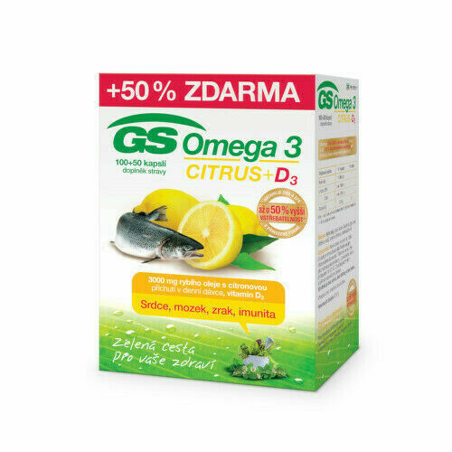 GS Omega 3 Citrus+D3 cps.100+50 ČR/SK porovnat ceny