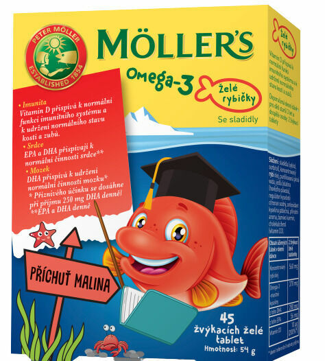 Möllers  Möller's Omega 3 Želé rybičky malinová příchuť 45ks porovnat ceny