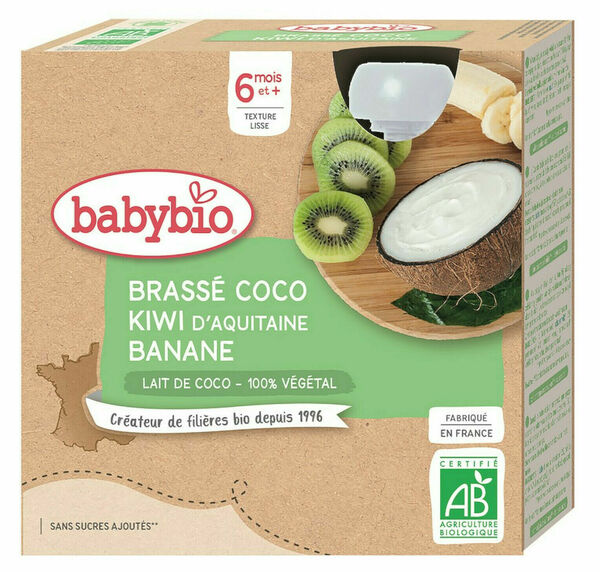 BABYBIO svačinka s kokosovým mlékem - kiwi a banán 4 x 85 g porovnat ceny