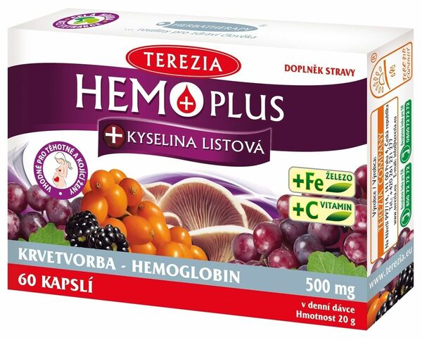 Terezia HEMOPLUS+Kyselina listová 50+10 kapslí vhodné pro těhotné porovnat ceny