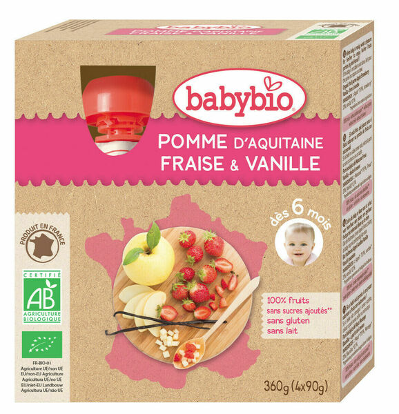 BABYBIO jablko s jahodami a vanilkou 4x90g porovnat ceny