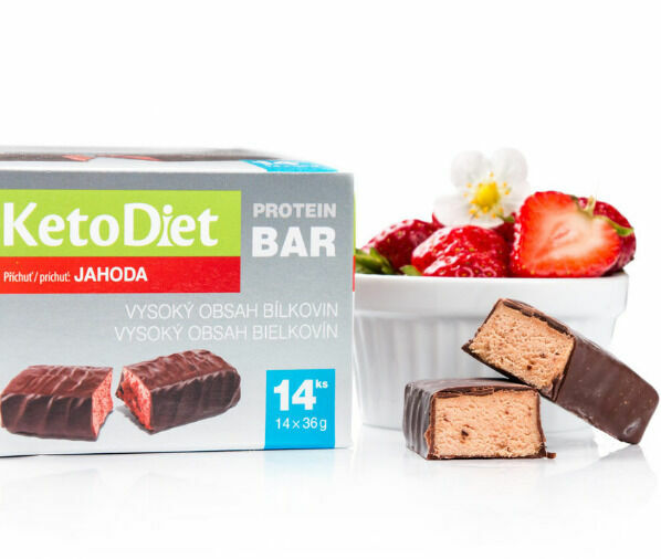 KetoDiet Proteinové tyčinky příchuť jahoda 14ks porovnat ceny