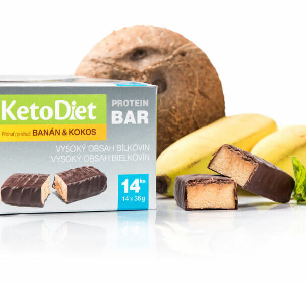 KetoDiet Proteinové tyčinky příchuť kokos-banán 14ks porovnat ceny