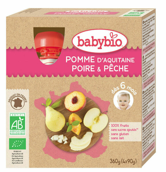 BABYBIO jablko s hruškou a broskví 4x90g porovnat ceny
