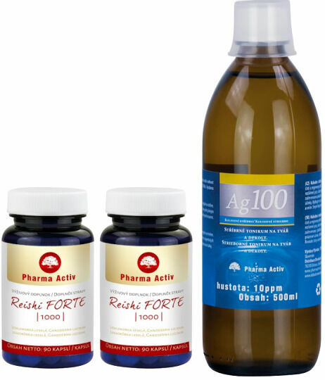 Pharma Activ Reishi 1000 Forte 2x 90 kapslí + Koloidní stříbro Ag100 10ppm 500ml porovnat ceny