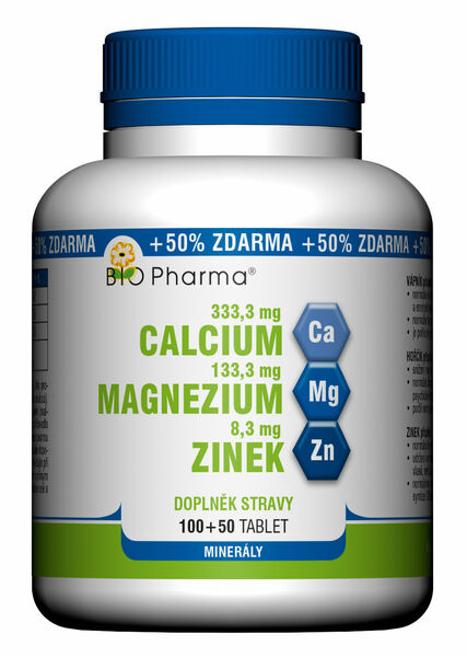BIO Pharma Calcium+Magnesium+Zinek 100+50 tablet porovnat ceny
