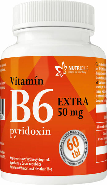 Nutricius  Vitamín B6 EXTRA - pyridoxin 50mg 60 tablet porovnat ceny