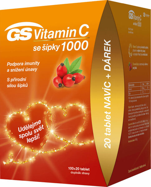 GS Vitamin C1000 + šípky dárkové balení 100+20 tablet + dárek porovnat ceny