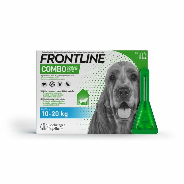 Frontline COMBO Spot on Dog M 1.34 ml pes 10-20 kg 3 pipety porovnat ceny