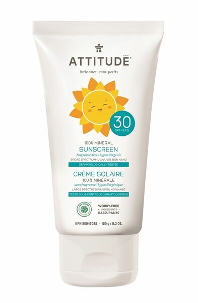 ATTITUDE Dětský 100% minerální opalovací krém (SPF 30) bez vůně 150g porovnat ceny