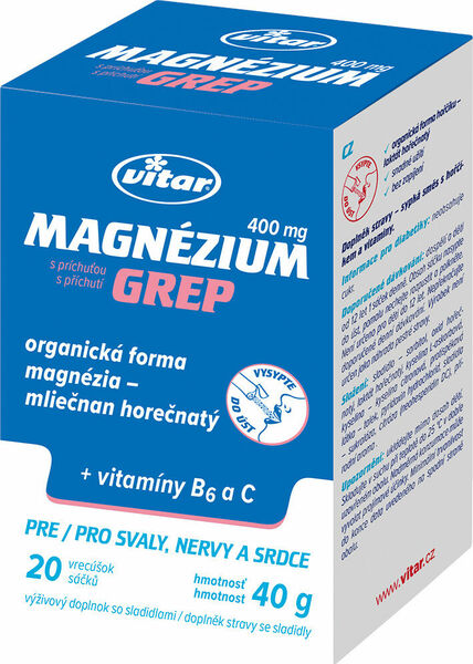 VITAR Magnézium 400mg+vitamin B6+vitamin C grep sáčky 20x2g porovnat ceny