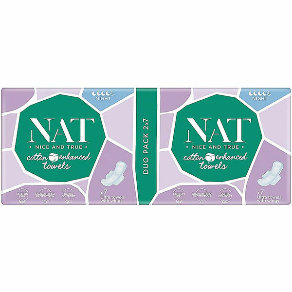 NAT nice & true Dámské vložky s bavlnou – noční 14 ks porovnat ceny