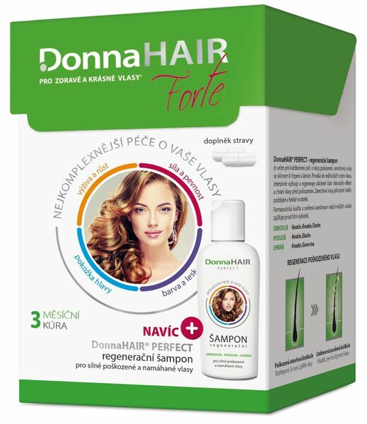 Donna Hair  DonnaHAIR FORTE 3 měsíční kúra 90 tobolek + Šampon 100ml porovnat ceny