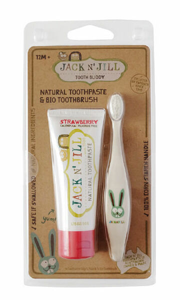 Jack N' Jill Přírodní zubní pasta Jahoda 50g +BIO detský zubní kartáček Zajíček porovnat ceny