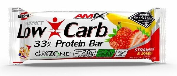 Amix Low-Carb 33% Protein Bar, Strawberry-Banana, 60g porovnat ceny