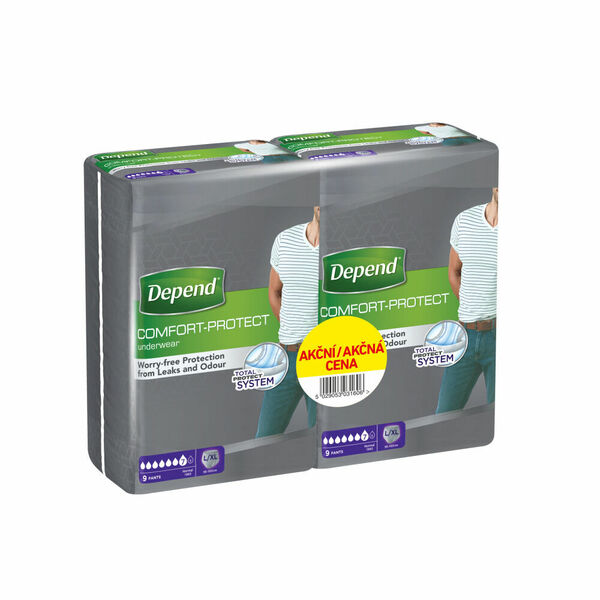 DEPEND Normal duopack pánské inkotinenční kalhotky velikosti L/XL 2 x 9 kusů porovnat ceny