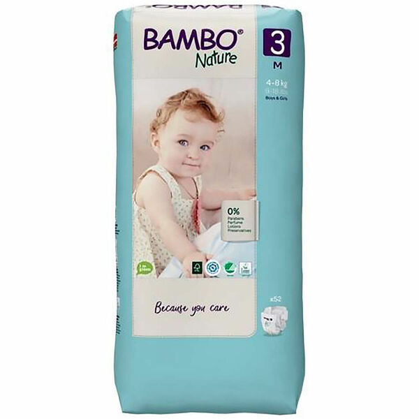 BAMBO Nature 3 Dětské plenkové kalhotky 4-8 kg 52 ks porovnat ceny
