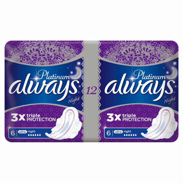 ALWAYS Platinum Night Hygienické vložky s křidélky 12 ks porovnat ceny