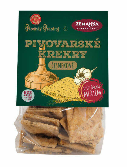 Biopekárna Zemanka, slané krekry s mlátem z plzeňského prazdroje a česnekem 100g porovnat ceny