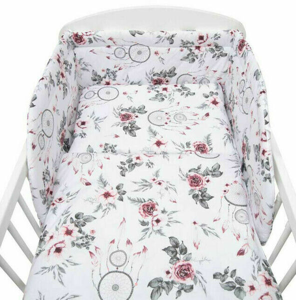 3-dílné ložní povlečení New Baby 90/120 cm bílé květy a pírka porovnat ceny