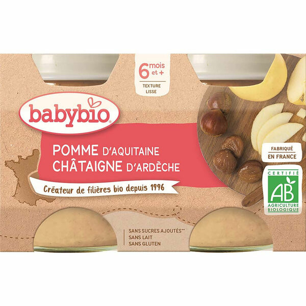BABYBIO Jablko s kaštanovým pyré 2x130 g porovnat ceny