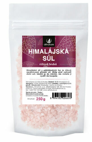 Allnature Himalájská sůl růžová hrubá 250g porovnat ceny