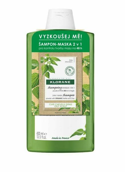 KLORANE Šampon s výtažkem z kopřivy 400 ml + vzorek Šampon-maska 2v1 3 g porovnat ceny