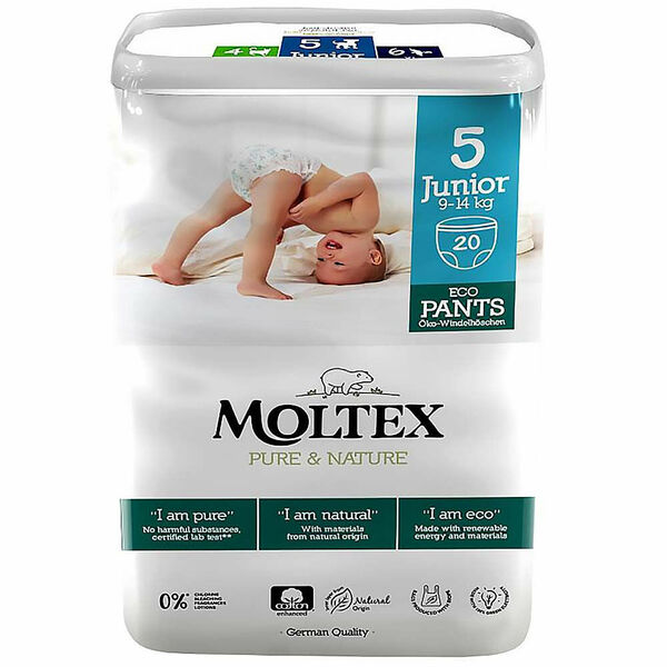MOLTEX Pure & Nature Junior Natahovací plenkové kalhotky 9 -14 kg 20 ks porovnat ceny