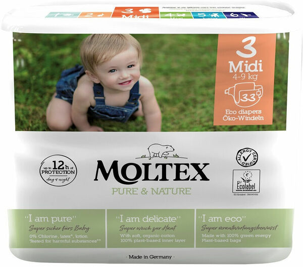 Moltex Dětské plenky Pure & Nature Midi 4-9 kg, 33ks porovnat ceny